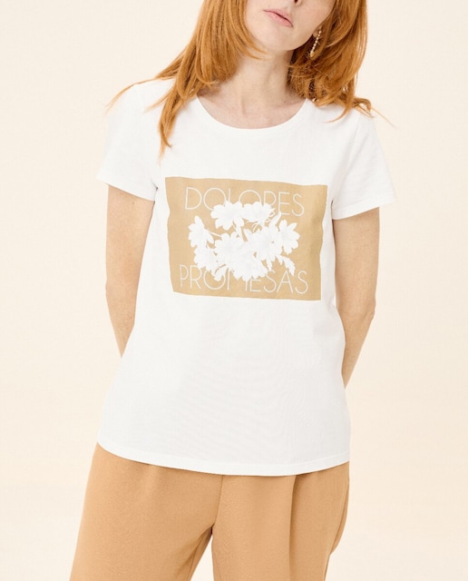 Imagen 0 de Camiseta de mujer Fleurir de manga corta y dibujo frontal