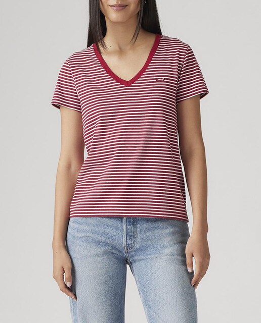 Imagen 0 de Camiseta de mujer de manga corta cuello pico