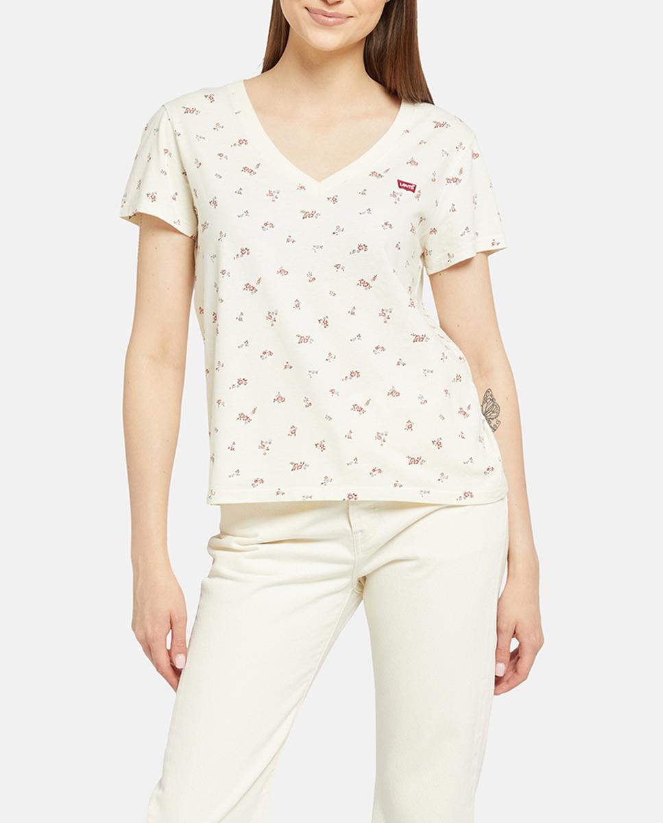 Imagen 0 de Camiseta de mujer de manga corta cuello pico