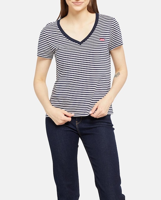 Imagen 0 de Camiseta de mujer de manga corta cuello pico