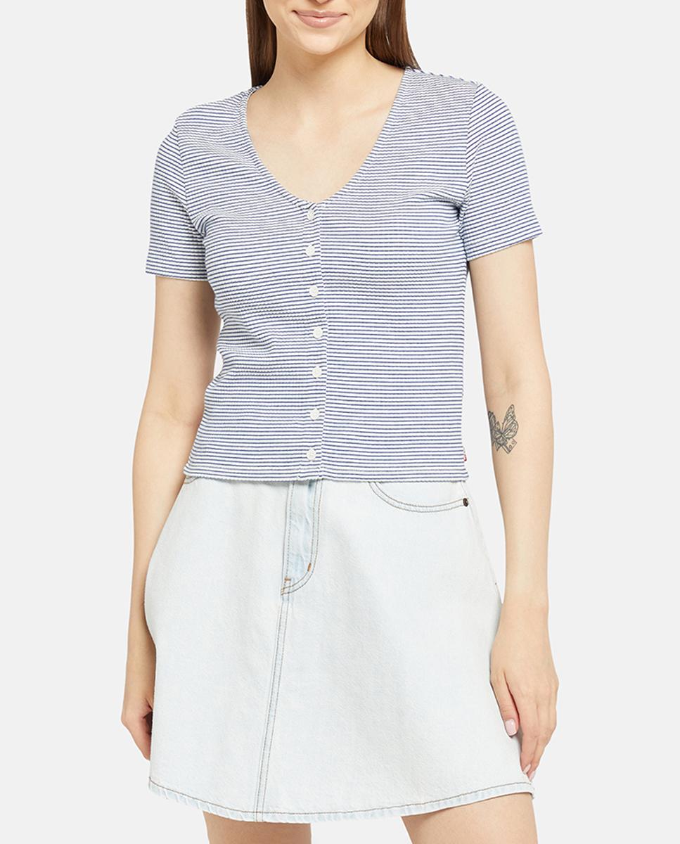 Imagen 0 de Camiseta de mujer de manga corta con botones