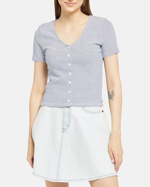 Imagen 0 de Camiseta de mujer de manga corta con botones