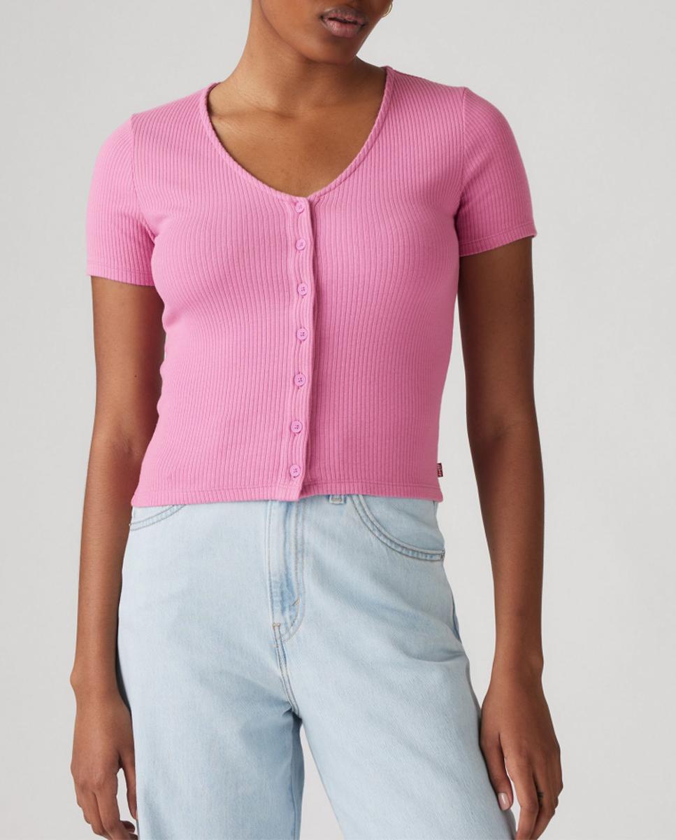Imagen 0 de Camiseta de mujer de manga corta con botones