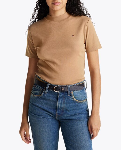Imagen 0 de Camiseta de mujer de manga corta, lisa y con cuello alto