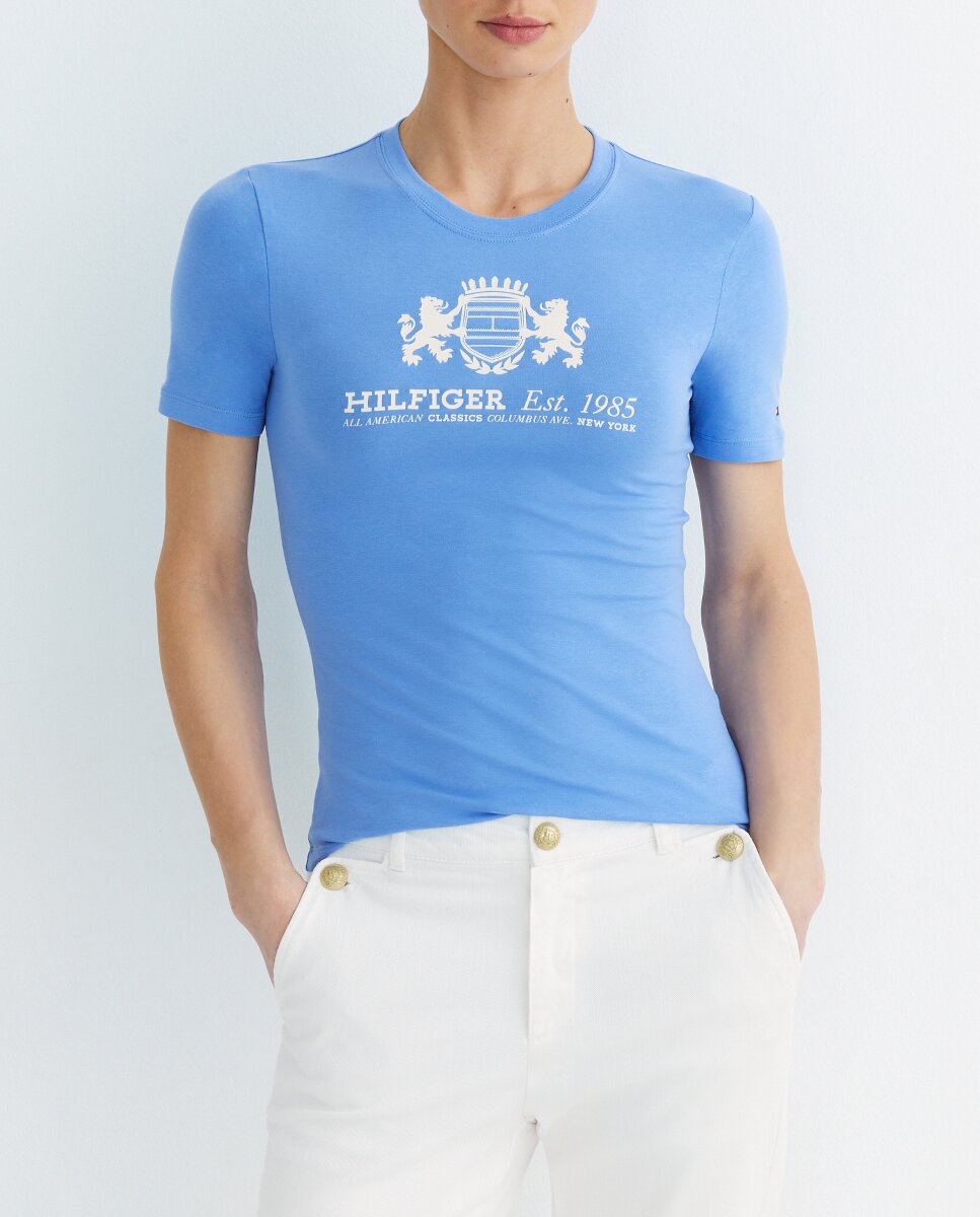 Imagen 0 de Camiseta de mujer de manga corta con cuello redondo y logo frontal