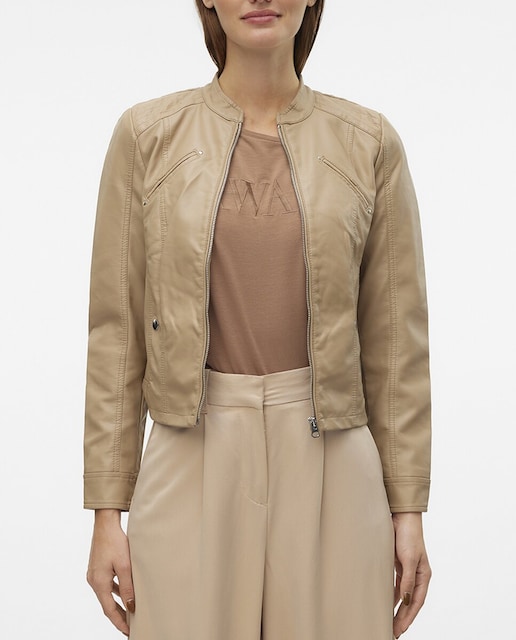 Imagen 0 de Cazadora polipiel de mujer con cuello perkin