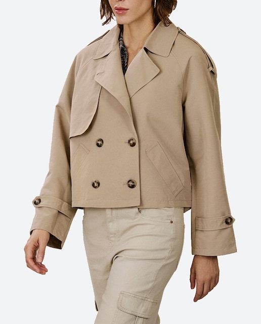 Imagen 0 de Gabardina corta de mujer con bolsillos