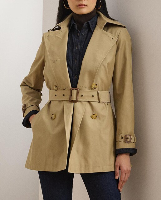 Imagen 0 de Gabardina de mujer corta con cinturón