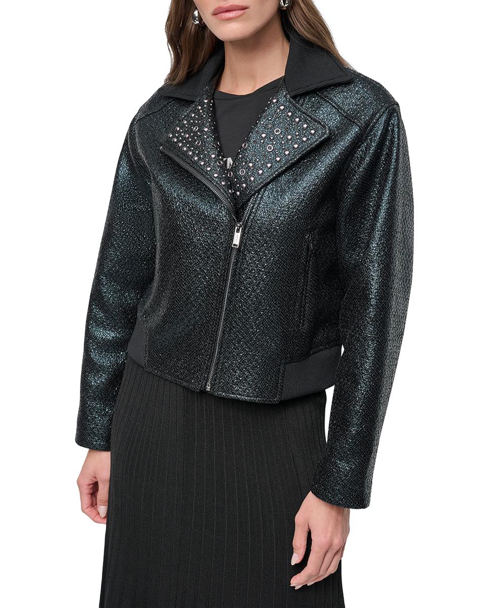 Imagen 0 de Cazadora motera de tweed con cremallera