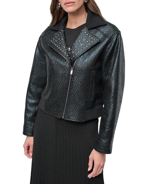 Imagen 0 de Cazadora motera de tweed con cremallera