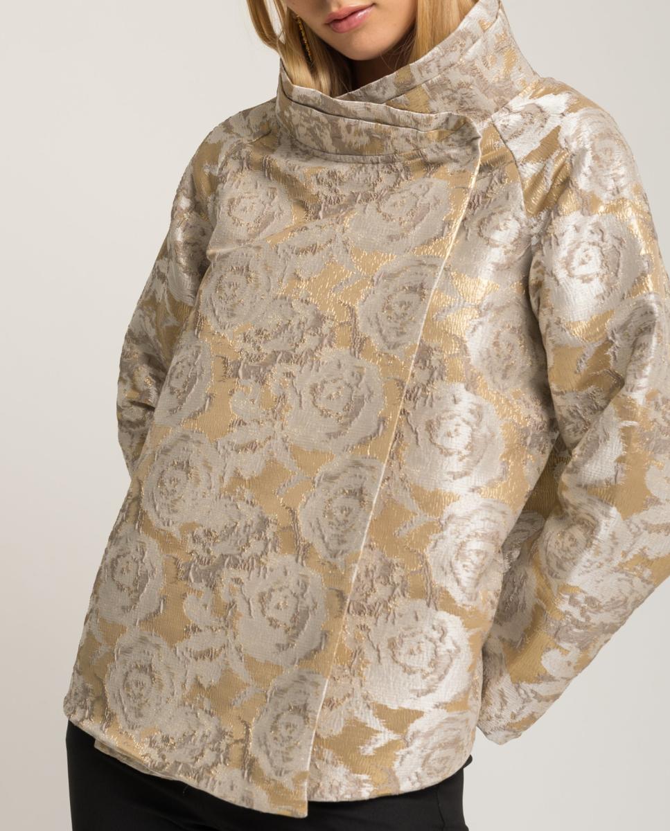 Imagen 0 de Abrigo de mujer con estampado floral y cuello chimenea