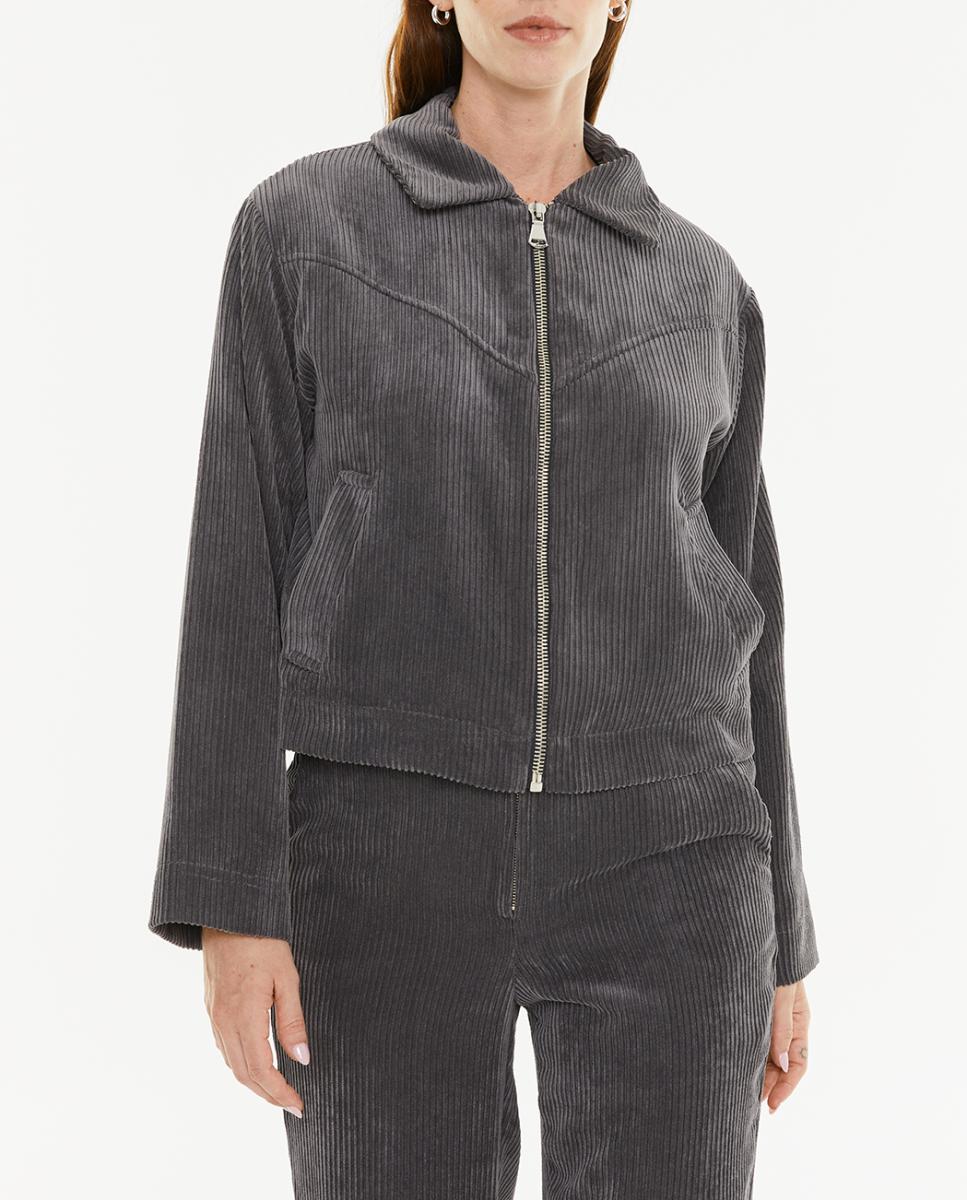 Imagen 0 de Chaqueta de mujer pana con cremallera y bolsillos