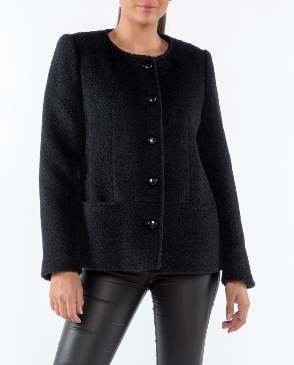 Imagen 0 de Chaqueta de mujer de tejido boucle con bolsillos delanteros