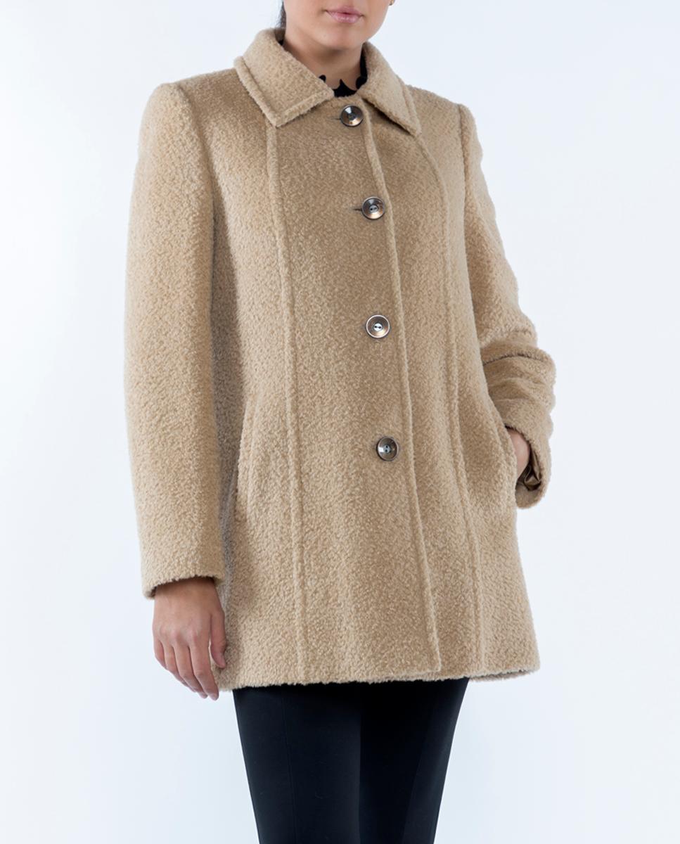 Imagen 0 de Abrigo de mujer con cuello camisero y tejido boucle cortado