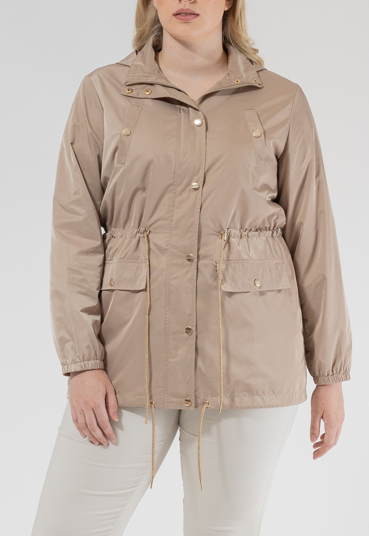 Imagen 0 de Parka de mujer capucha desmontable y cintura ajustable