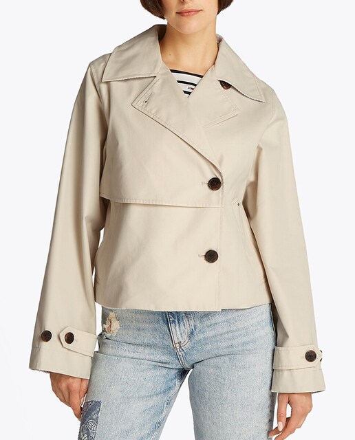 Imagen 0 de Gabardina corta de mujer con doble abotonadura