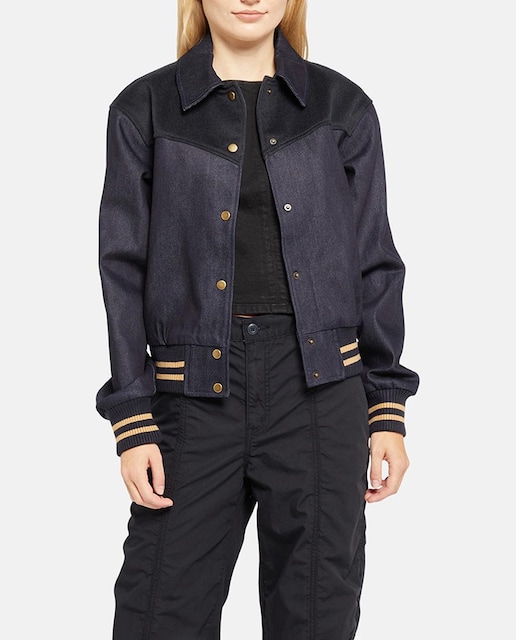 Imagen 0 de Cazadora vaquera de mujer estilo varsity
