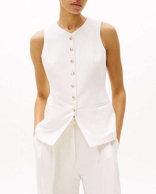 Imagen 0 de Chaleco de mujer en mezcla de lino con botones