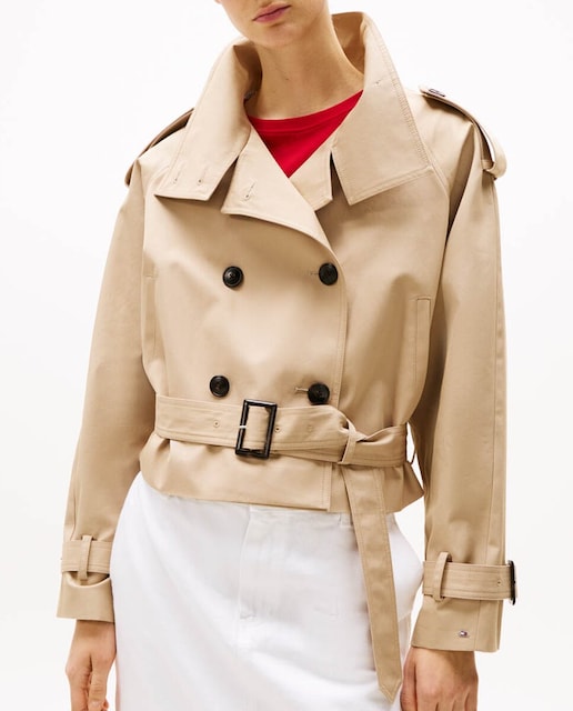 Imagen 0 de Gabardina corta de mujer con cinturón