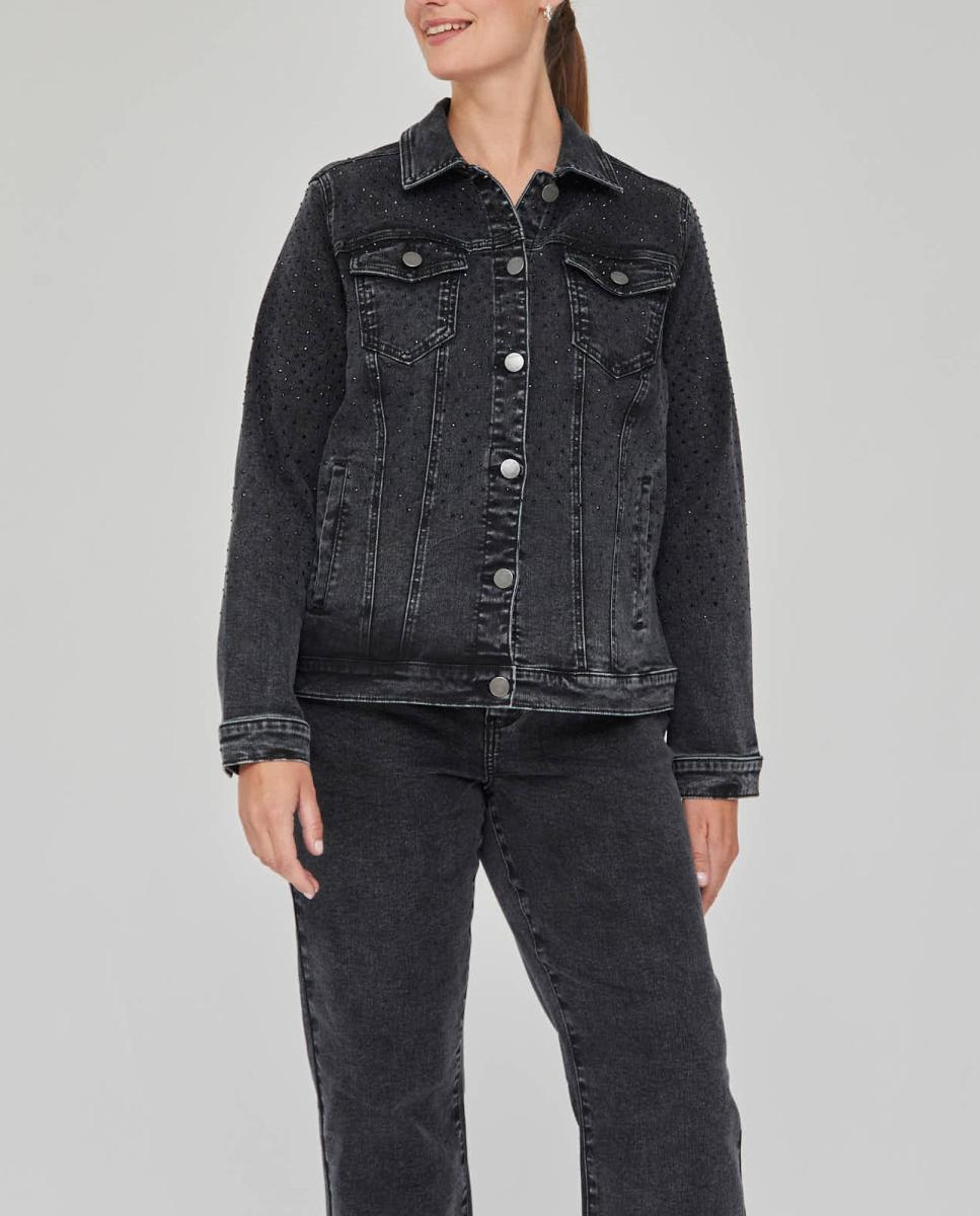 Imagen 0 de Cazadora denim con aplicaciones de strass