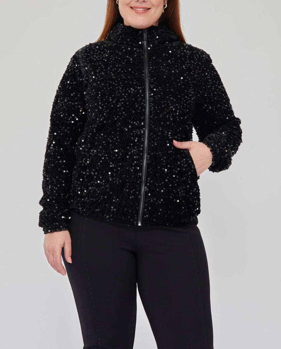 Imagen 0 de Chaqueta lentejuelas con capucha y cremallera