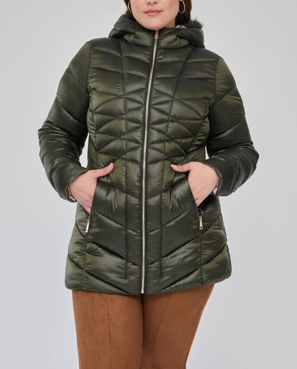 Imagen 0 de Parka larga acolchada con doble cuello