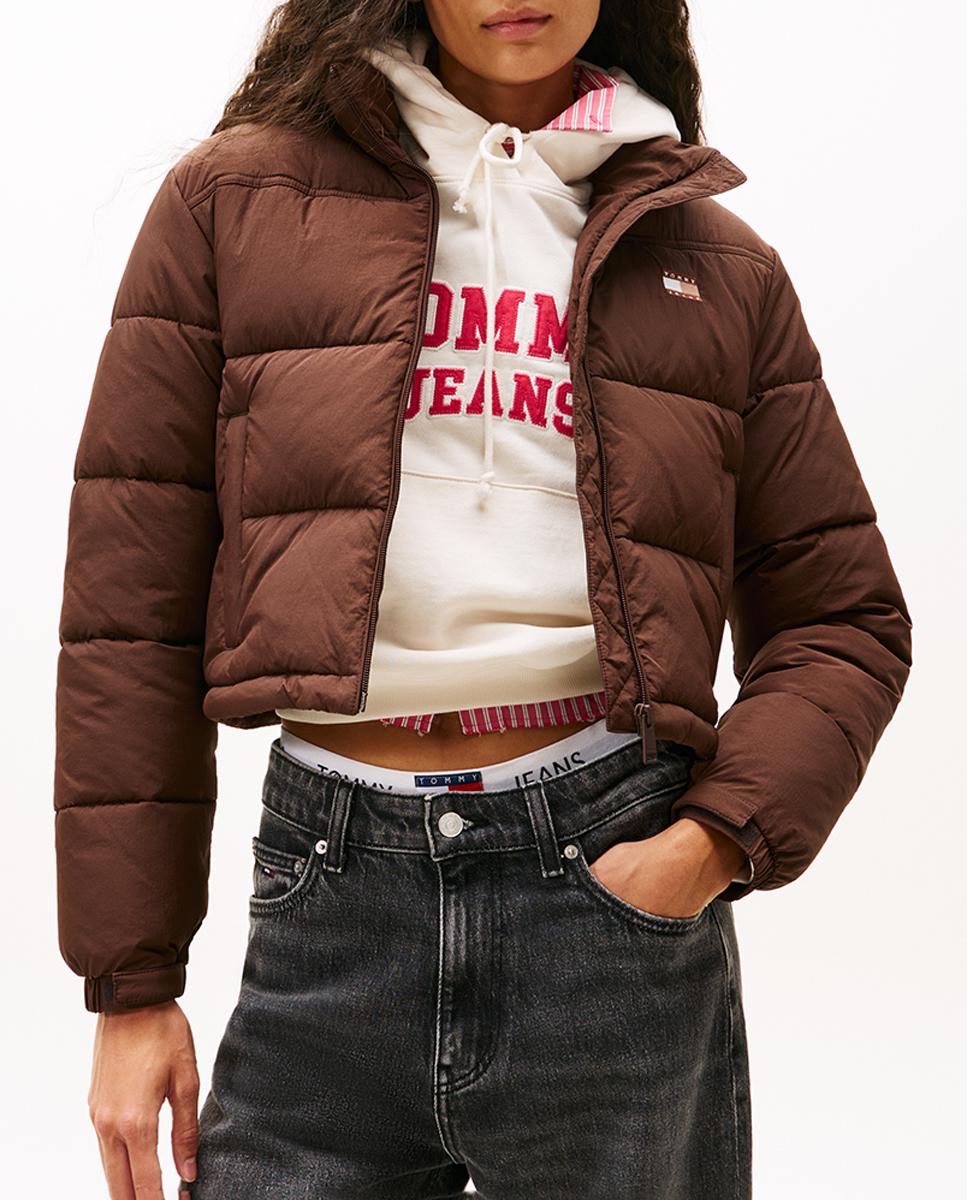 Imagen 0 de Plumífero de mujer cropped con logo bordado a tono en la espalda