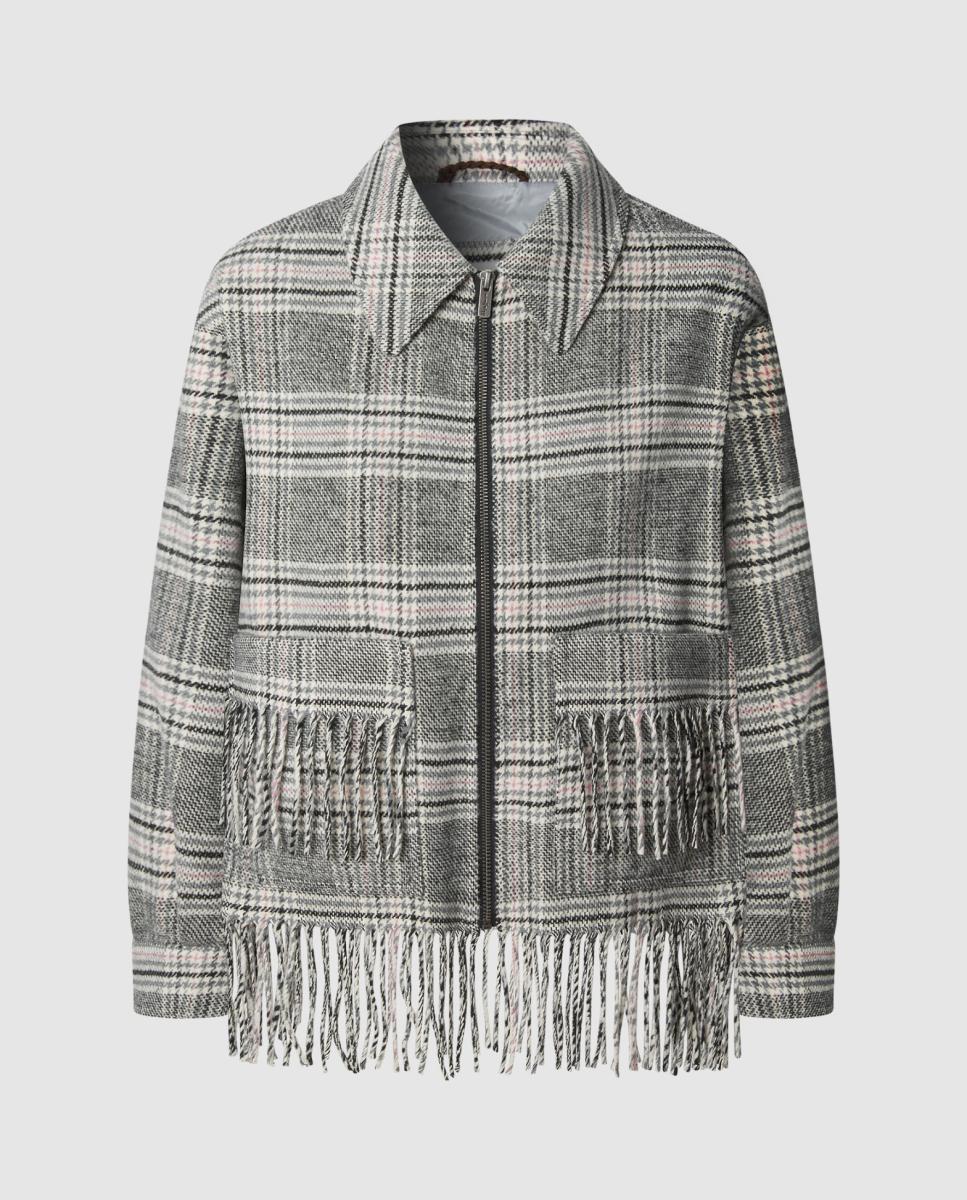 Imagen 0 de Chaqueta de mujer cuadros con detalle de flecos