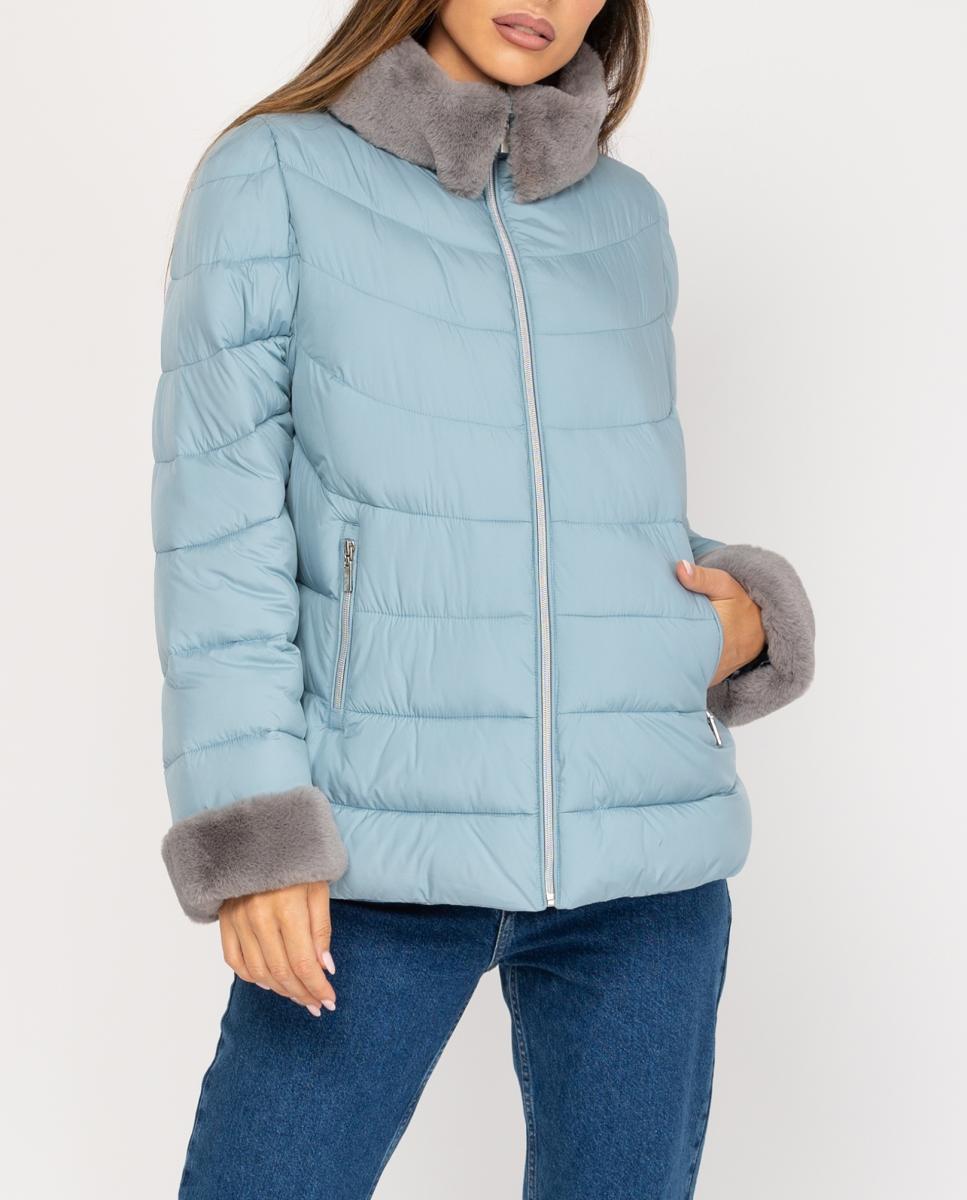 Imagen 0 de Parka de mujer corta con cuello y puño en piel sintética