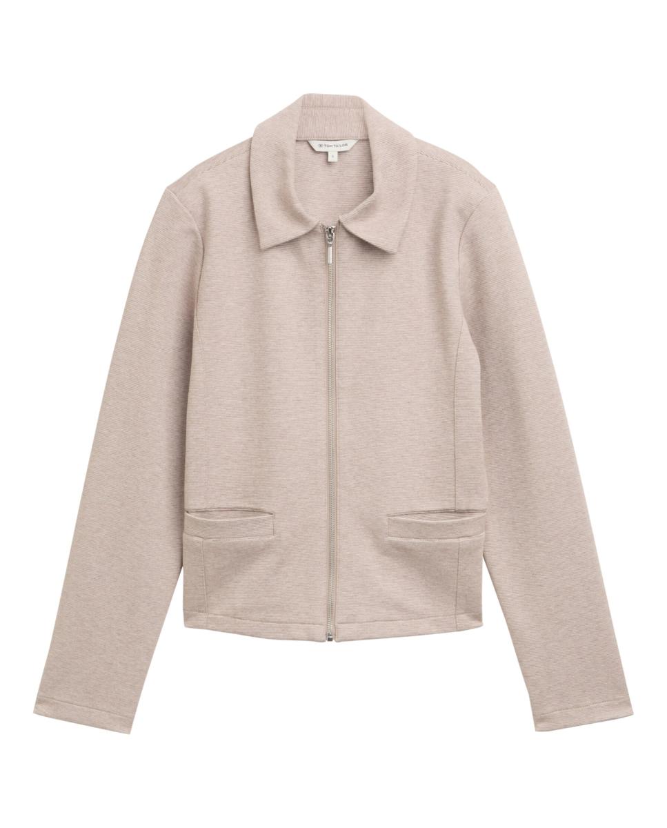 Imagen 0 de Chaqueta de manga larga de mujer con cremallera, cuello clásico y diseño liso