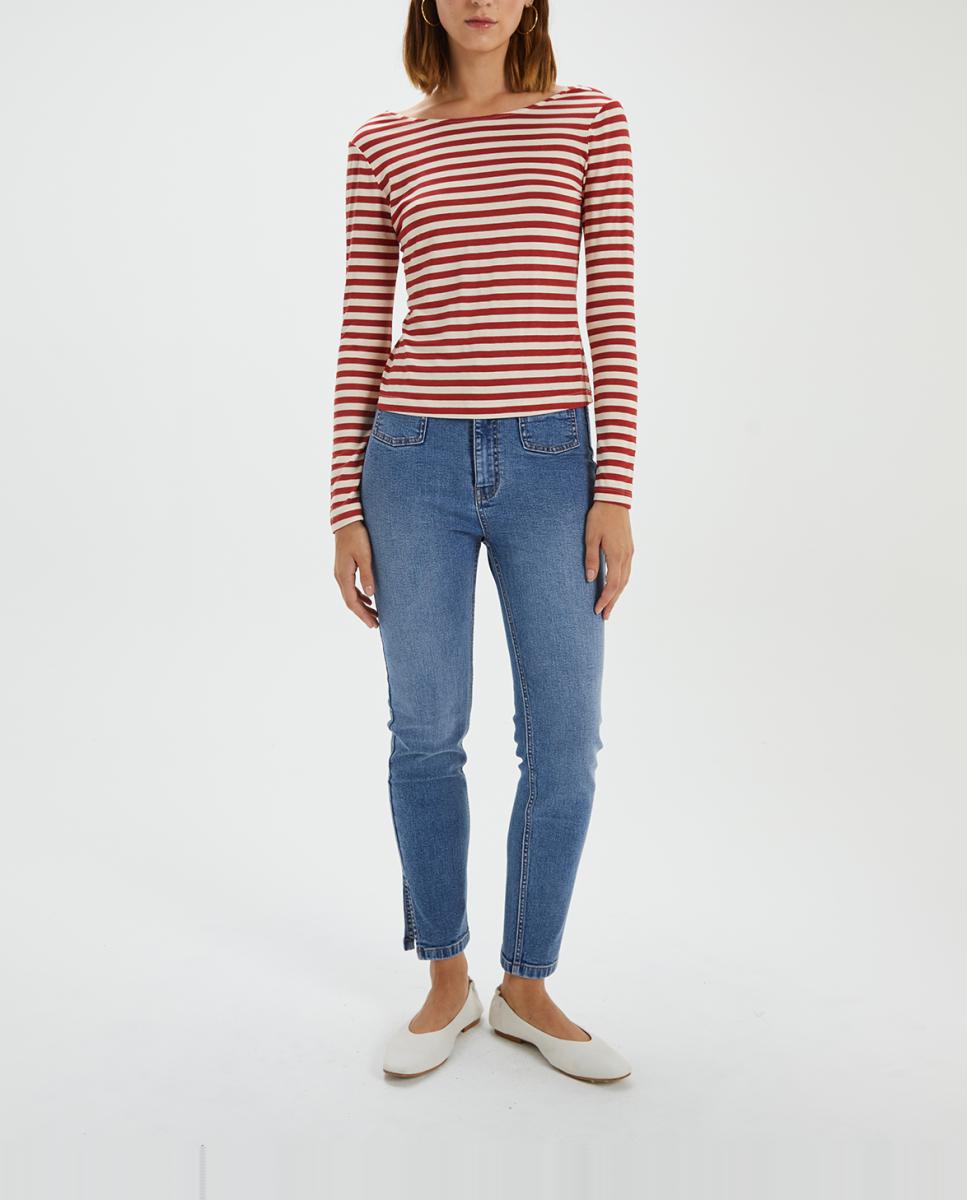Imagen 0 de Jeans skinny fit tiro medio con bolsillos frontales de mujer