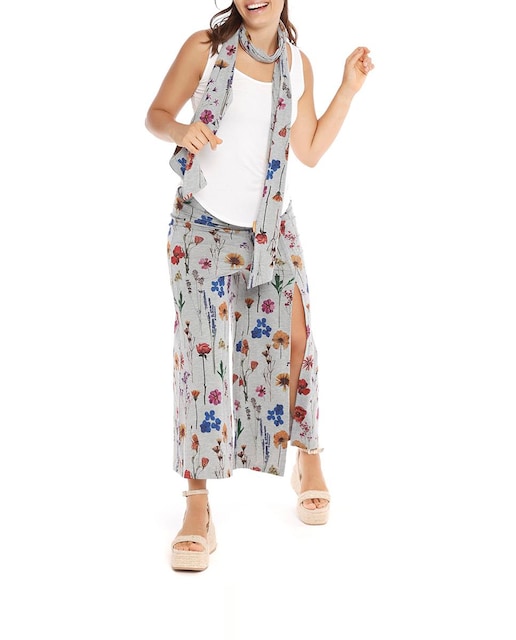 Imagen 0 de Pantalón de mujer palazzo estampado y con cinturilla elástica