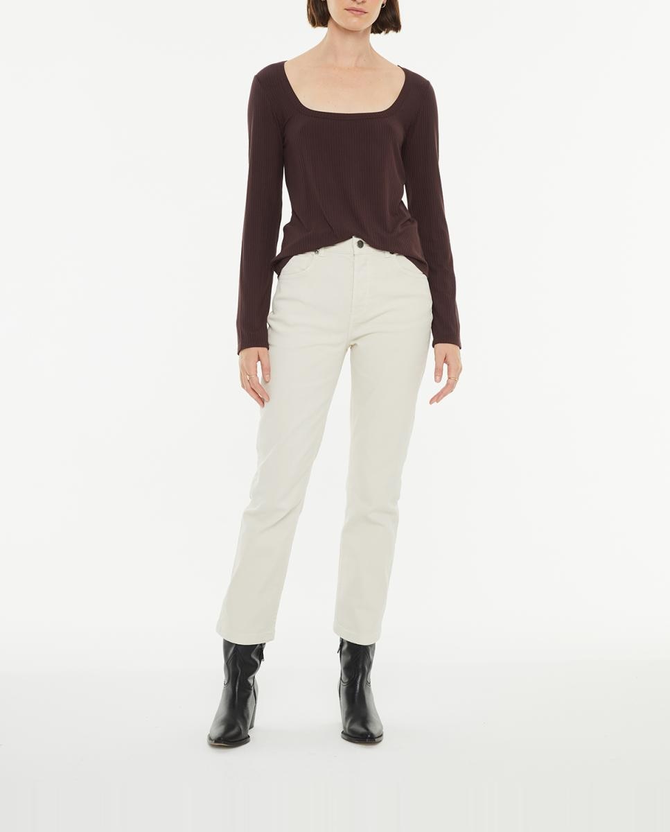 Imagen 0 de Pantalón de mujer recto color crema tiro medio