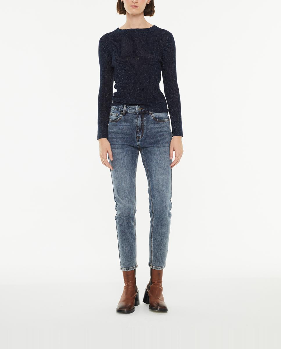 Imagen 0 de Pantalón de mujer denim slim fit tiro medio efecto lavado