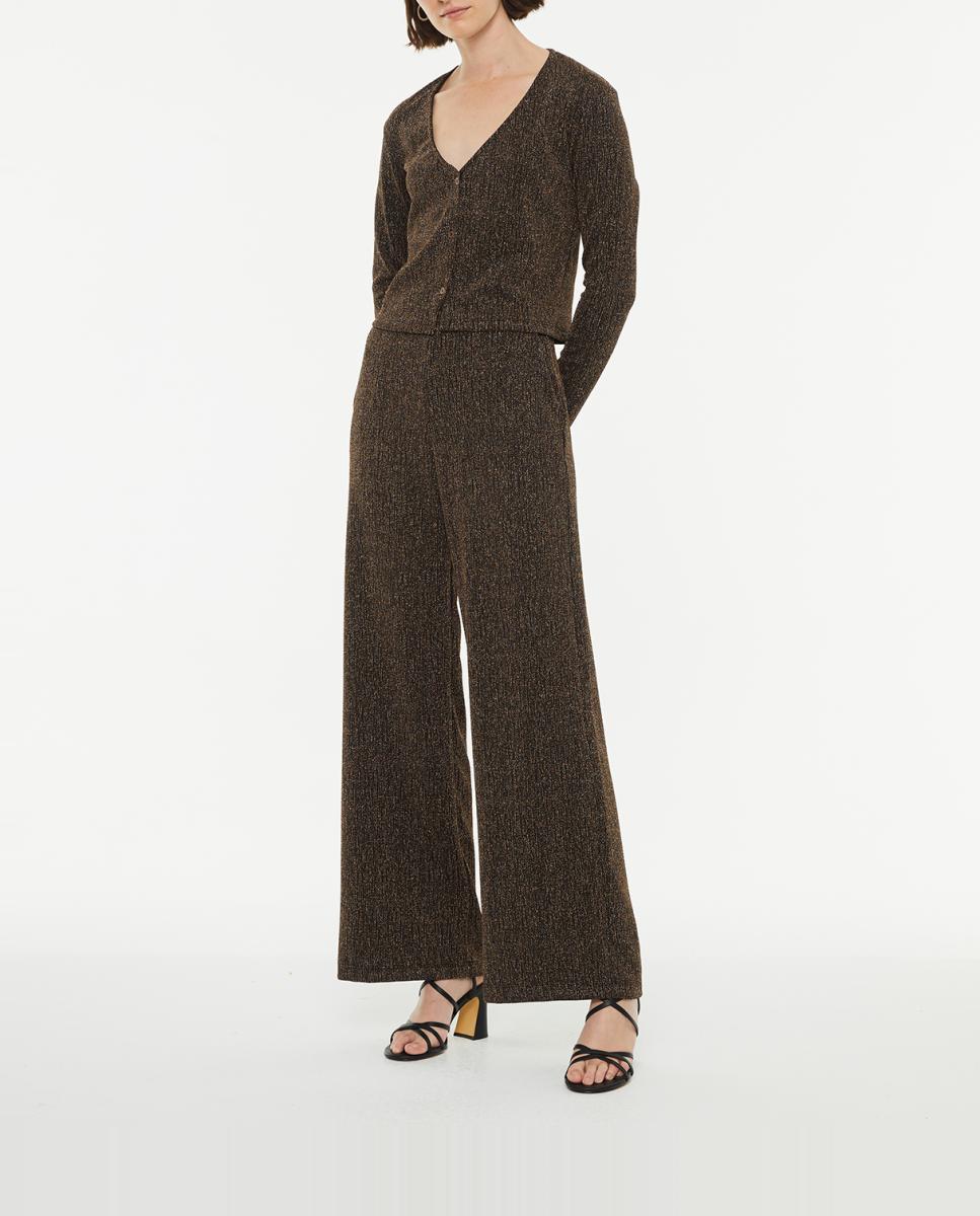 Imagen 0 de Pantalón de mujer largo evasé con brillo