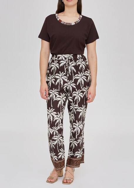 Imagen 0 de Pantalón de mujer recto estampado con cintura elastica