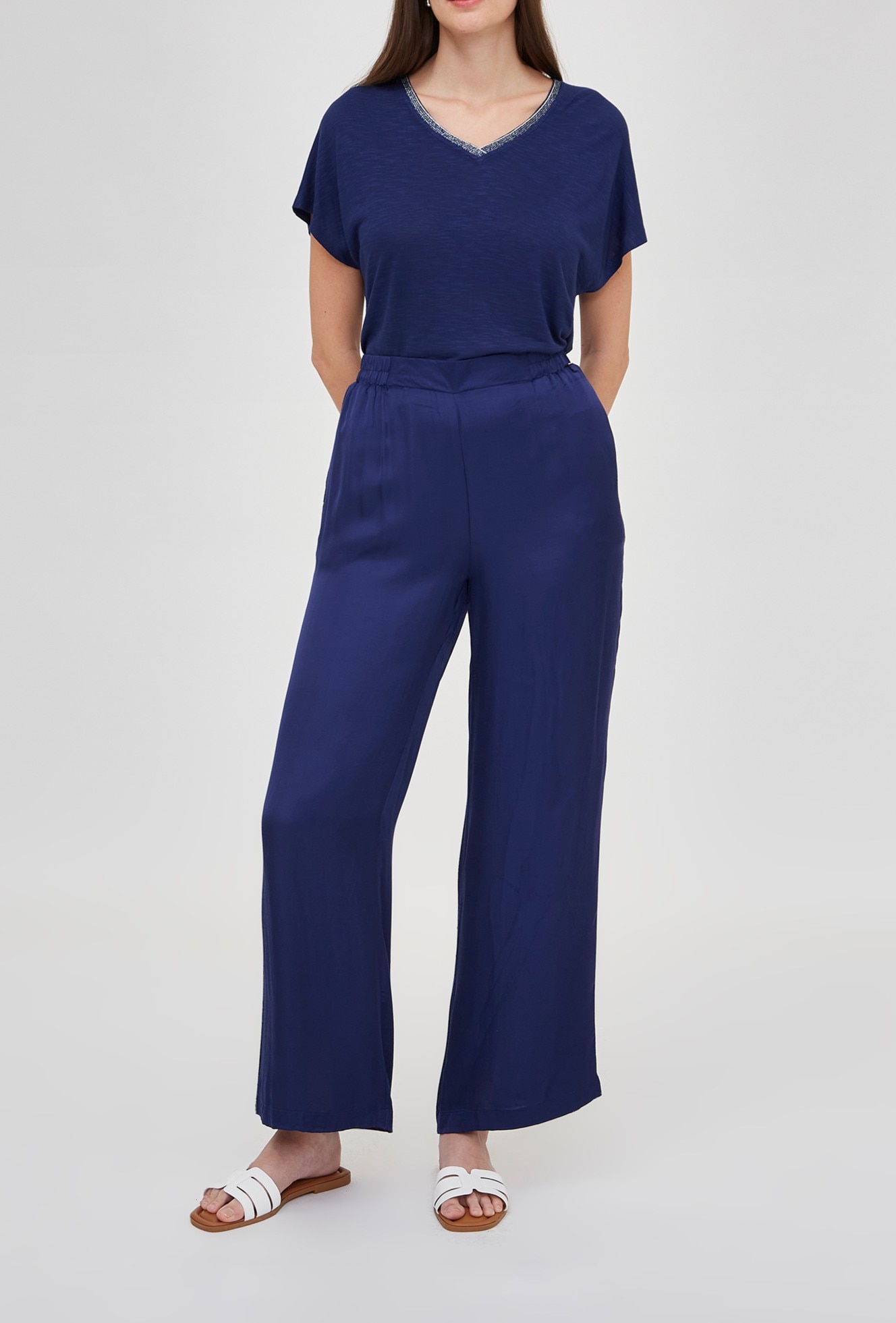 Imagen 0 de Pantalón de mujer satinado con elastico en cintura