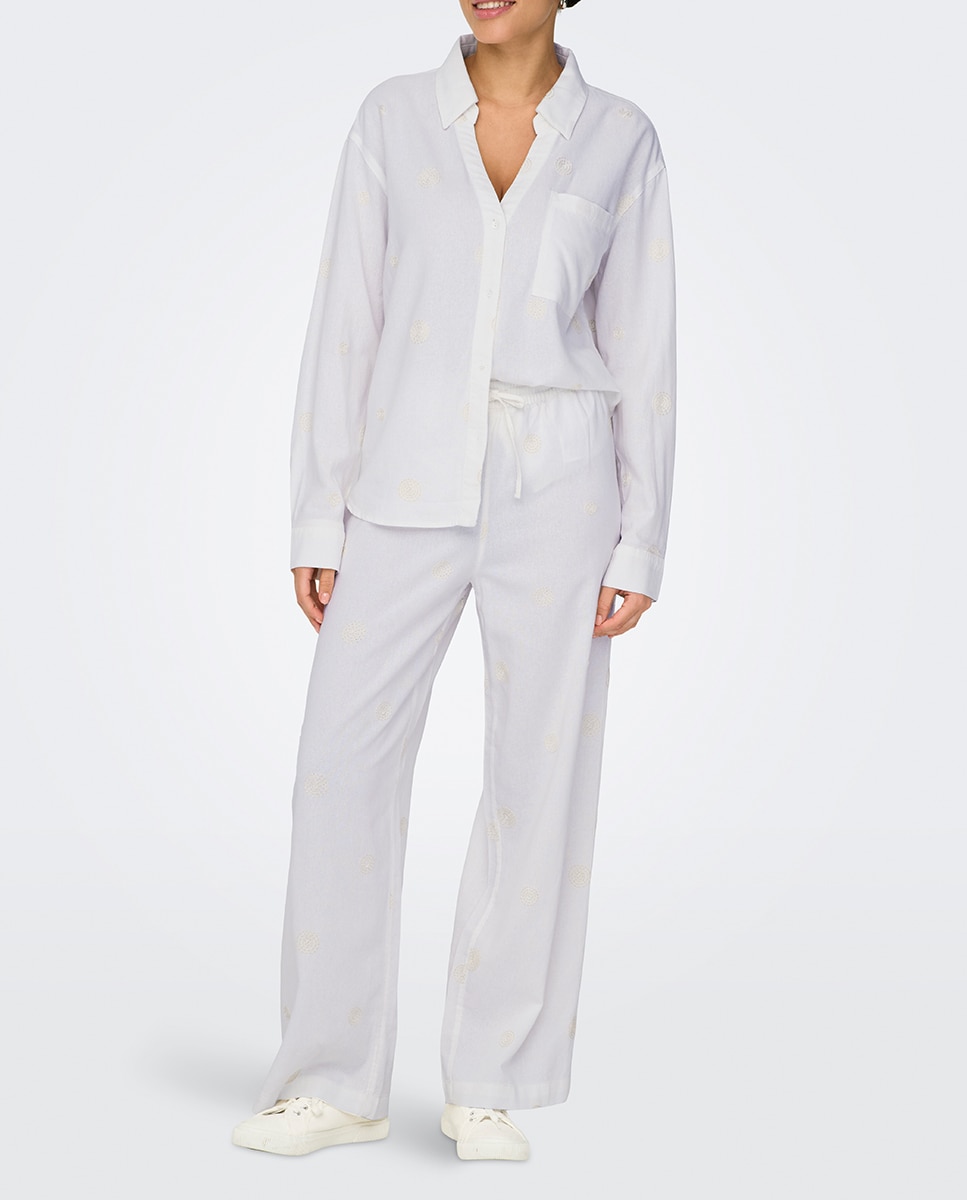 Imagen 0 de Pantalon fluido de lino de mujer