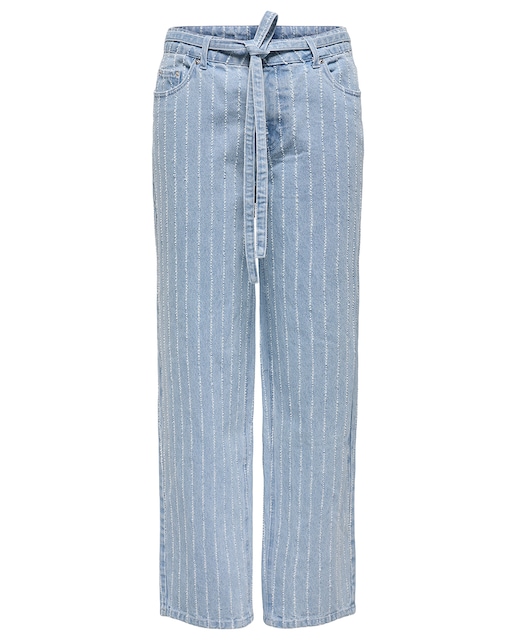 Imagen 0 de Pantalon vaquero recto de rayas de mujer