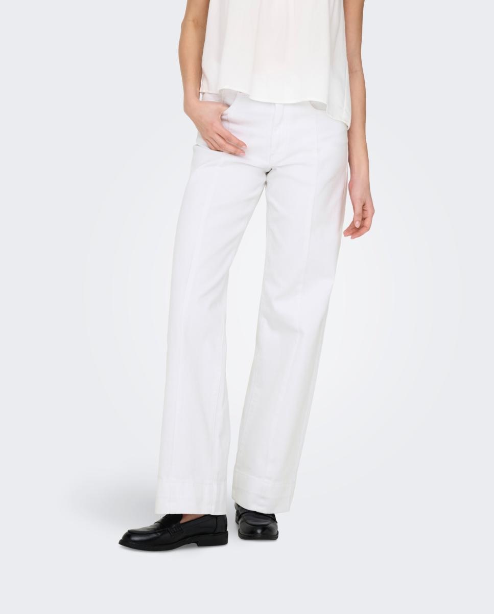 Imagen 0 de Pantalon recto denim con cintura alta de mujer