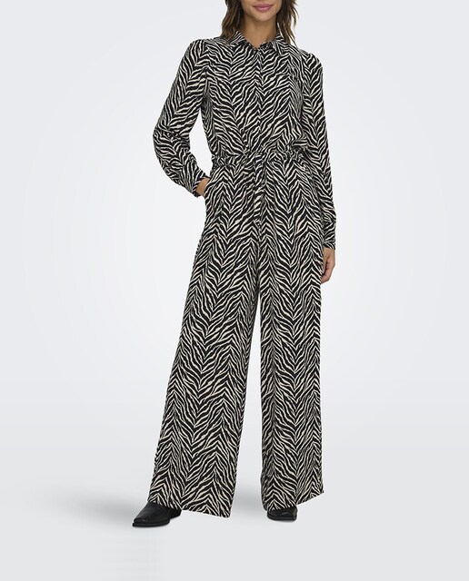 Imagen 0 de Mono largo de mujer con cinturón ajustable estilo animal print