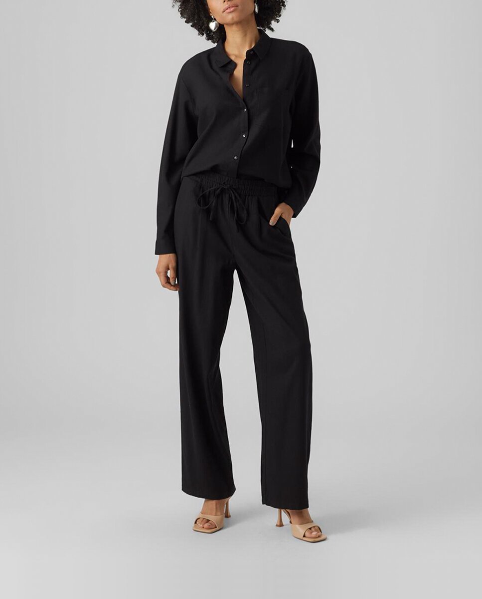 Imagen 0 de Pantalón de lino de mujer con cintura elástica