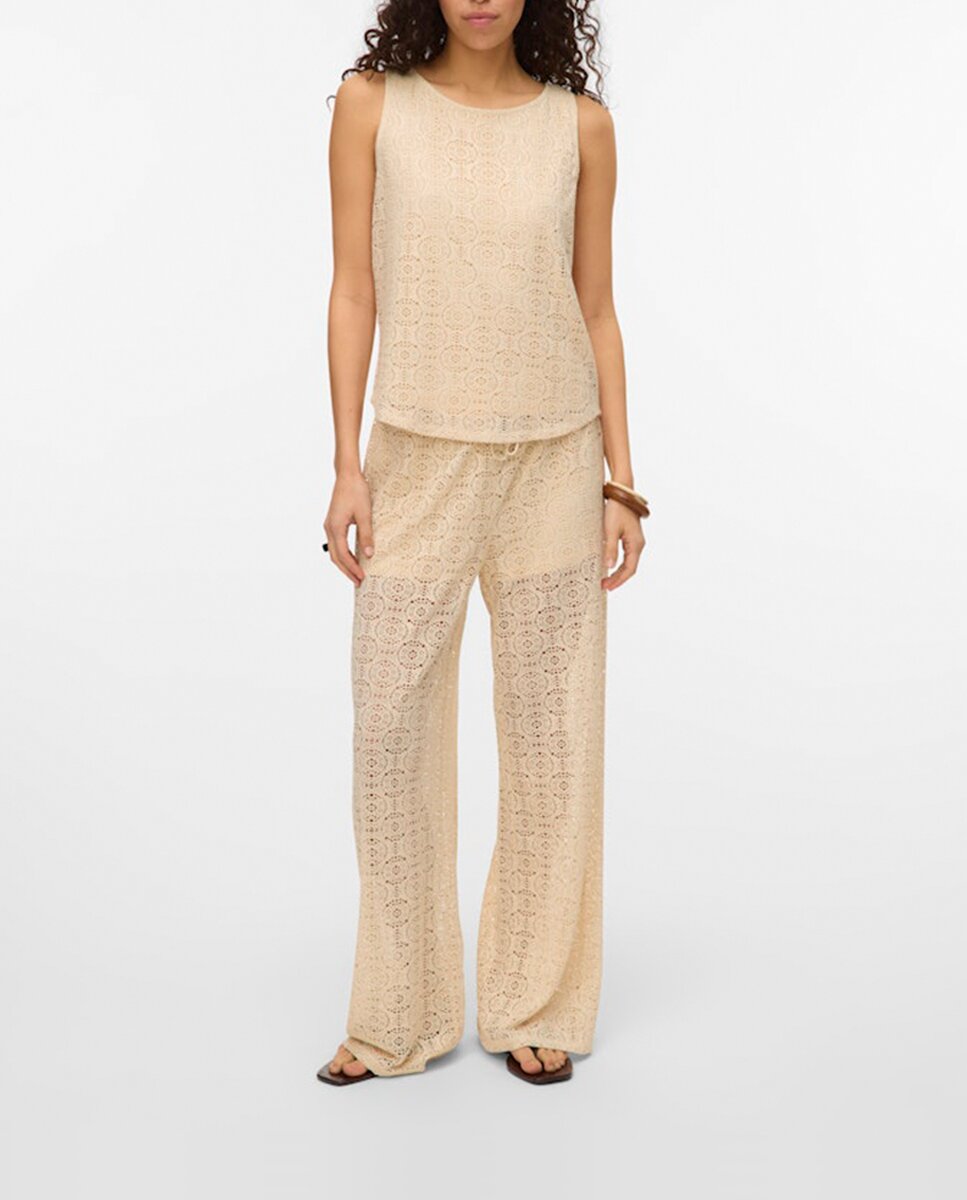 Imagen 0 de Pantalón diseño crochet de mujer con forro