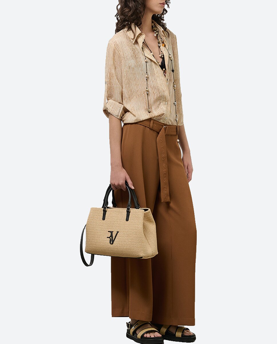 Imagen 0 de Pantalón ancho de mujer fluido twill con cinturón