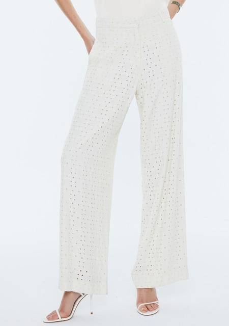 Imagen 0 de Pantalón ancho de mujer en bordado suizo de viscosa. Forrado.
