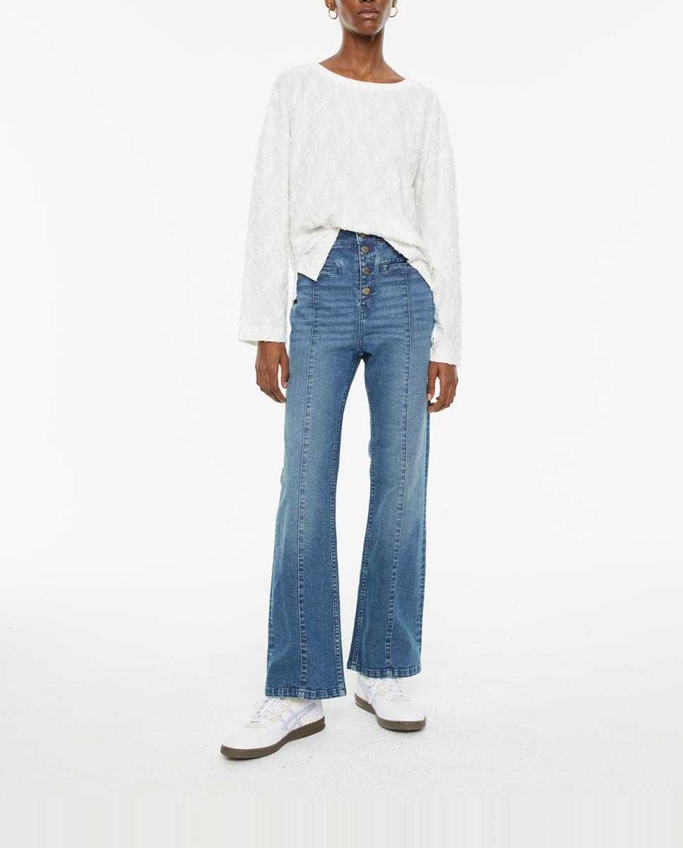 Imagen 0 de Jeans de mujer rectos flare fit detalle costura centro pierna