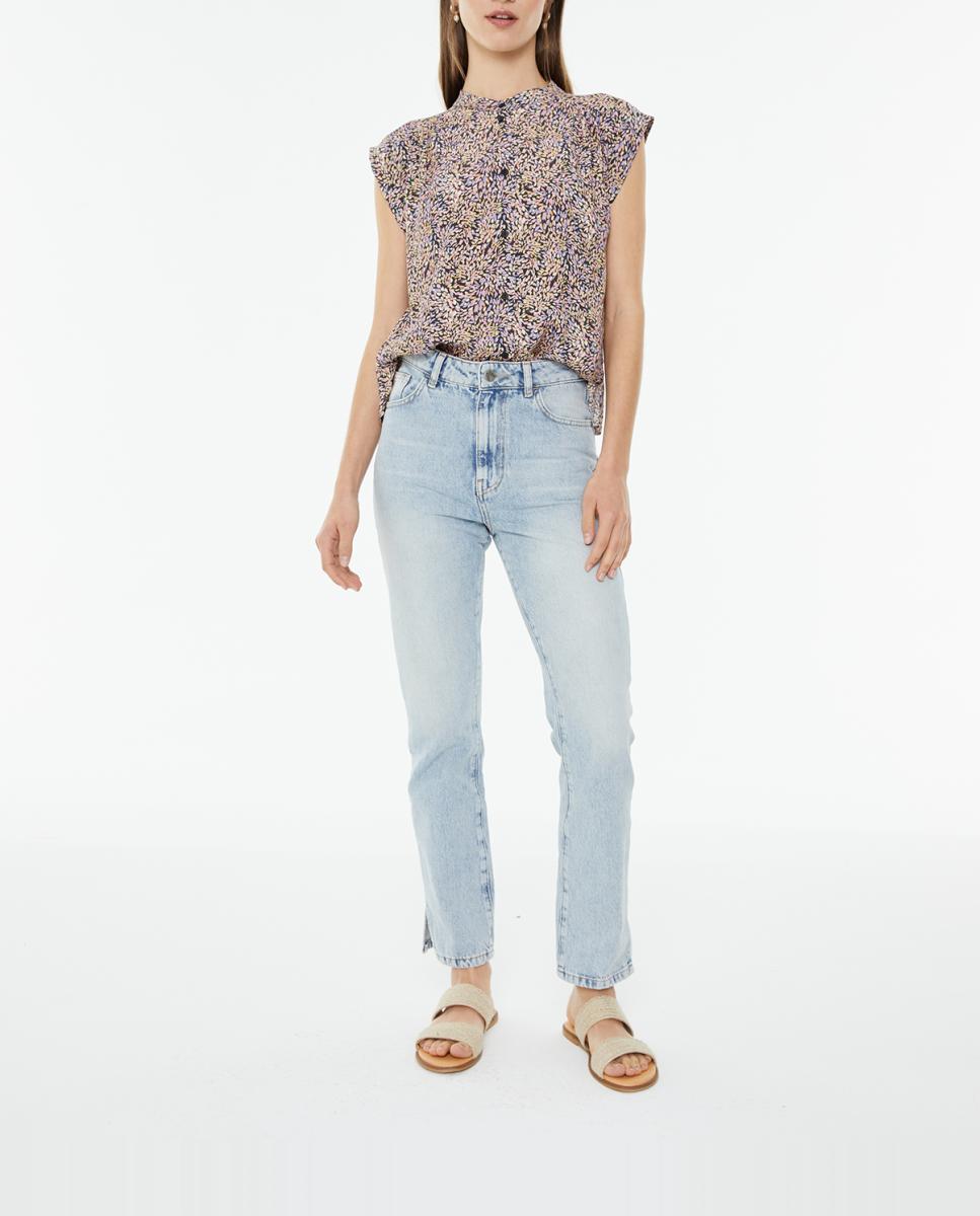 Imagen 0 de Jeans rectos de tiro medio efecto desgastado