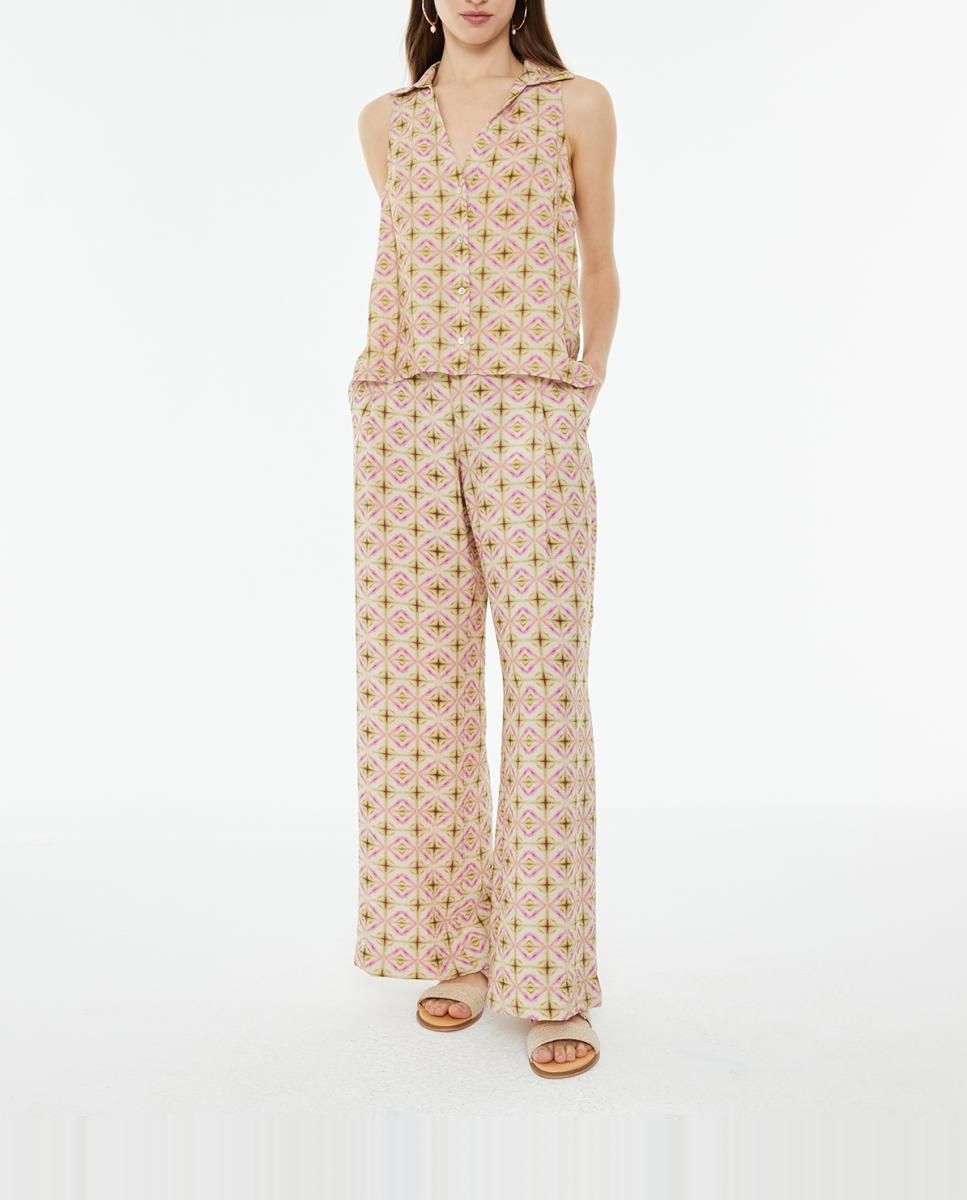 Imagen 0 de Pantalón de mujer estampado geométrico con bolsillos laterales