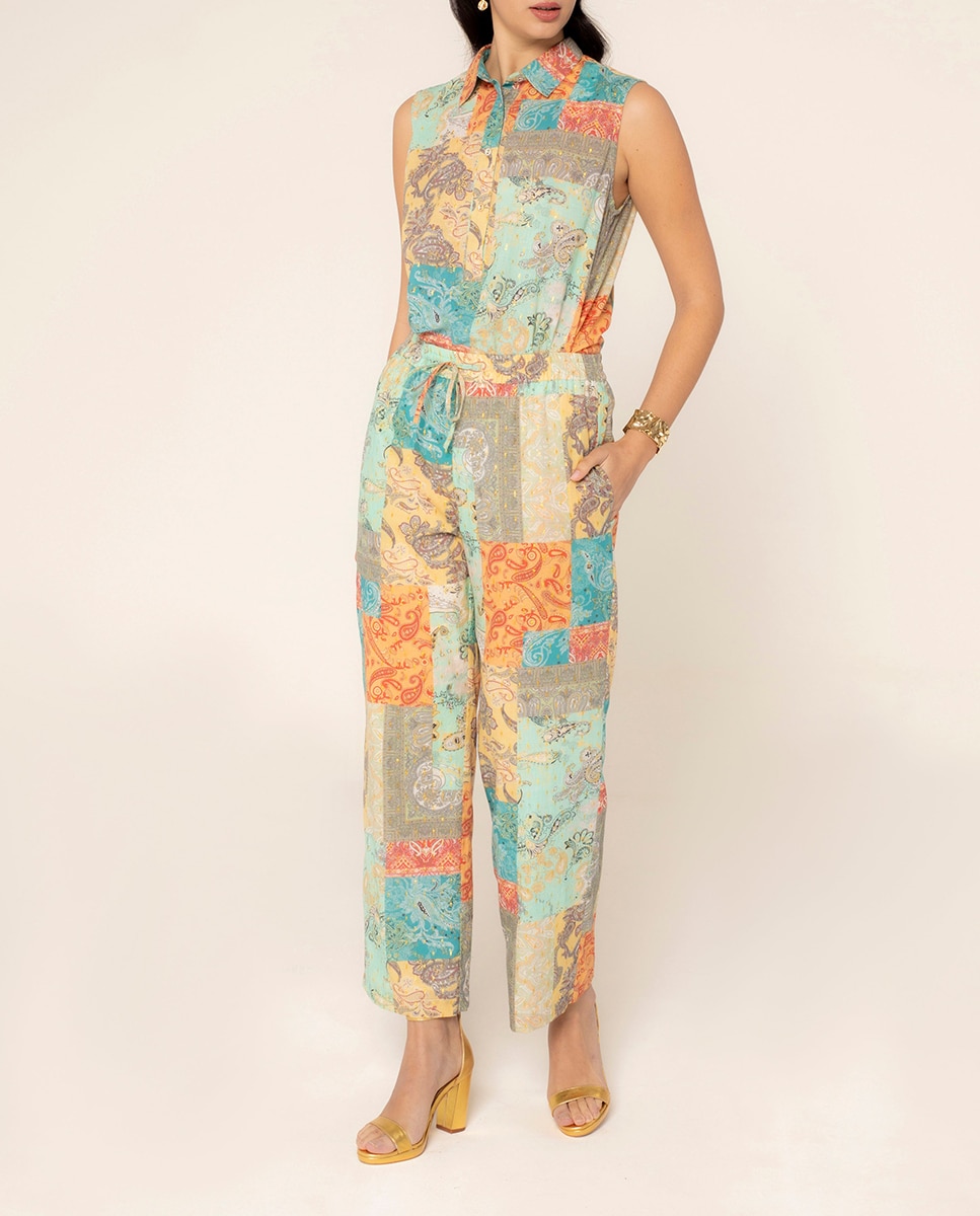 Imagen 0 de Pantalón ancho de mujer flído de algodón y estampado paisley