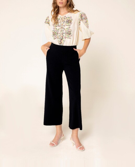 Imagen 0 de Pantalón culotte de mujer lisos de punto con cintura elástica Selena